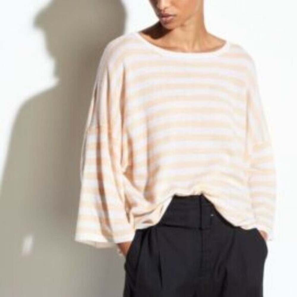 Vince Cashmere Wool Lightweight Striped Boxy Pullover Shirt Size Small